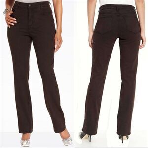 NYDJ Marilyn Straight Leg Jeans Size 18 NEW Espresso Brown Sueded Denim Stretch